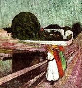 Edvard Munch flickor pa bron oil painting picture wholesale